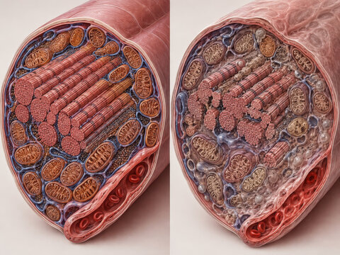 Healthy and Fatigued Muscle Fiber Comparison
