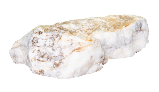 raw piece of belomorite rock cutout on white background