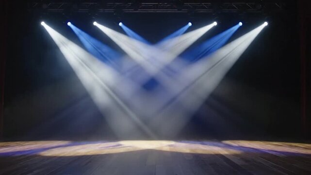 Spotlight stage loop animation showing light patterns and movement in a theater setting over time