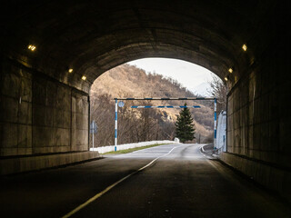 Fototapeta premium tunnel in mountains on highway in Lori, Armenia