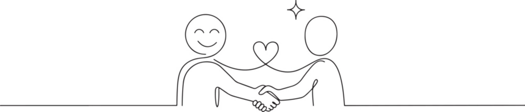Continuous one single line drawing happy client illustration concept. one line art icon drawing vector