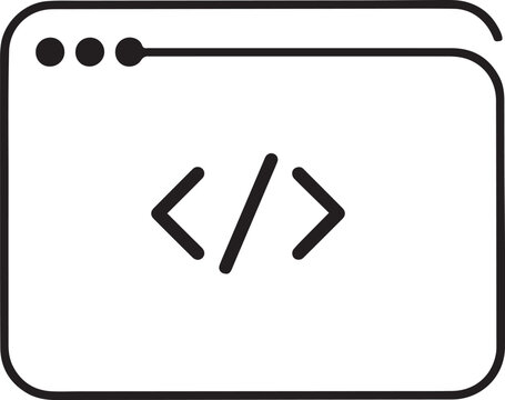 Continuous one single line drawing Web Development coding Web page icon. one line art icon drawing vector