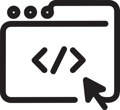 Continuous one single line drawing Web Development coding Web page icon. one line art icon drawing vector