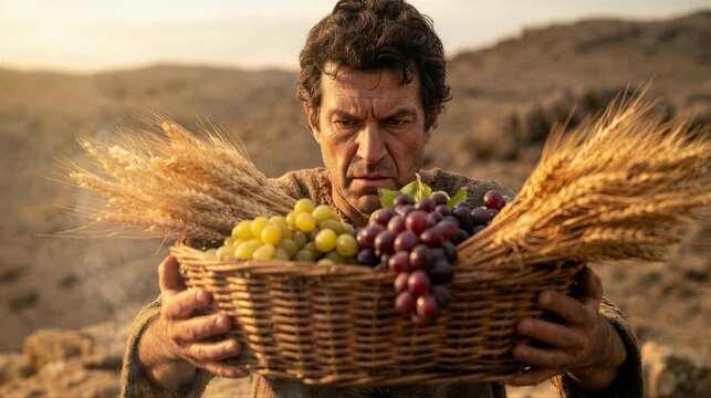 Cain Offering Crops from the Ground as a Sacrifice to God