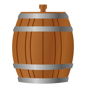 Wooden barrel with metal bands, oktoberfest theme