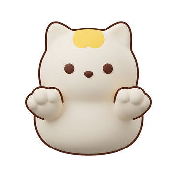 Cute Kawaii Cat Character with Yellow Spot