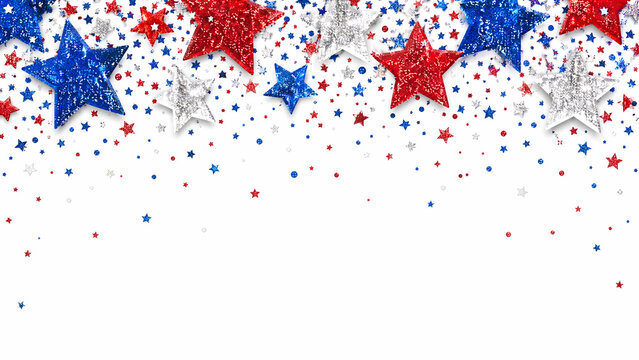 Patriotic Glitter Stars Border