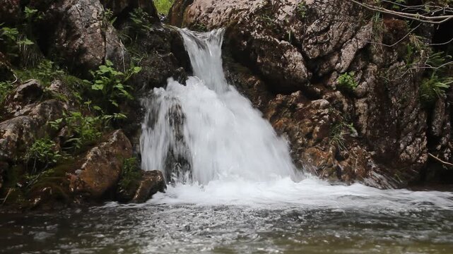 Small waterfall at Mlinski potok stream in Durmitor mountains, Montenegro