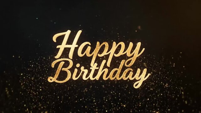 Happy birthday celebration with greeting text and sparkles at a joyful event for friends and family