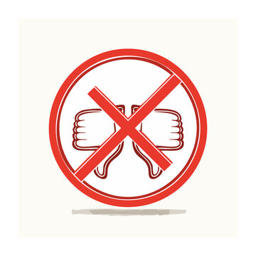 No thumbs down icon, prohibition sign