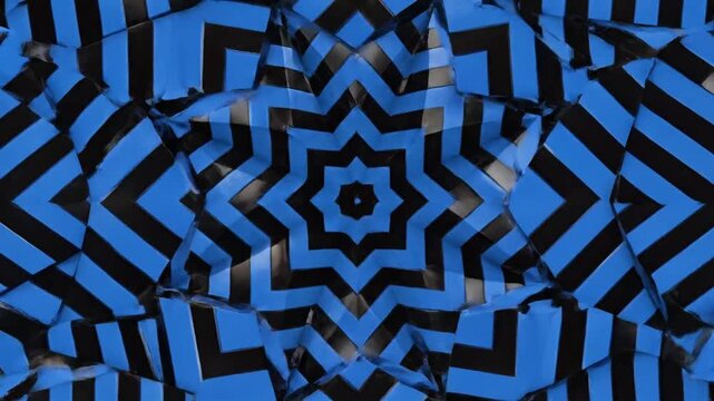 Animated black and blue geometric pattern with VSRExport effect showing dynamic shapes and forms across the screen