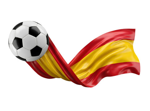 Bandeira da Espanha com Bola de Futebol em 3D para Jogos