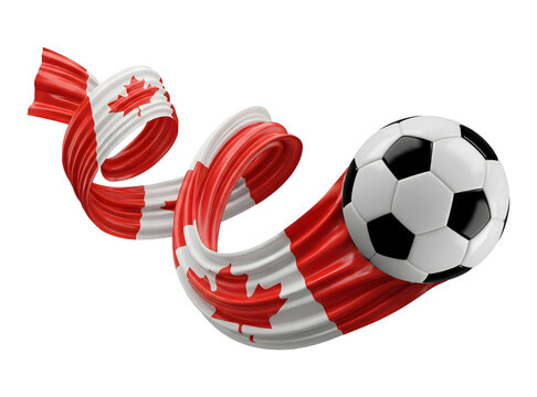 Bandeira do Canad&aacute; com Bola de Futebol em 3D para Jogos