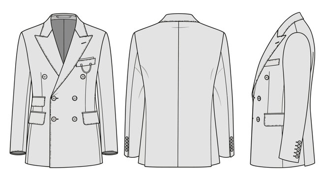 Vector jacket illustrations, coat technical drawings, fashion design templates, clothing blueprint set