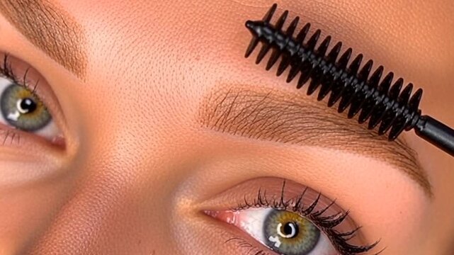 woman applying eyebrow mascara