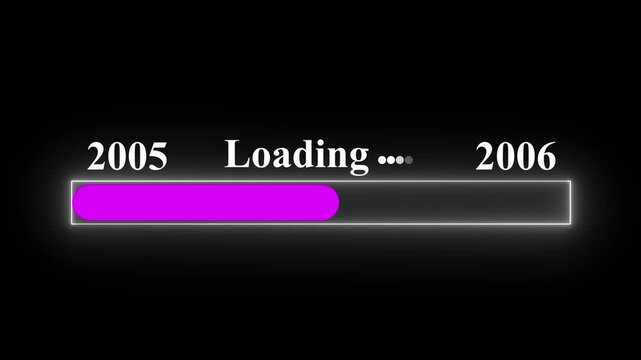 New year 2006 loading bar animation Year changing from 2005 to 2006. Motion graphics of year change concept with black background.4k video.