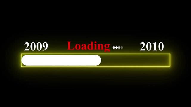 New year 2010 loading bar animation Year changing from 2009 to 2010. Motion graphics of year change concept with black background.4k video.