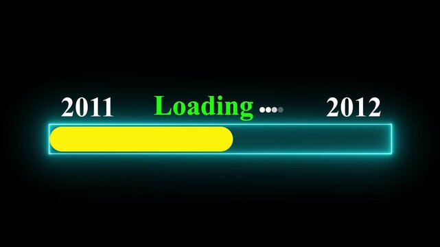 New year 2012 loading bar animation Year changing from 2011 to 2012. Motion graphics of year change concept with black background.4k video.