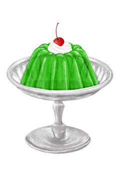 PNG Green jello pudding, dessert illustration, transparent background