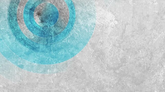 Blue and grey grunge circles abstract retro geometric motion background