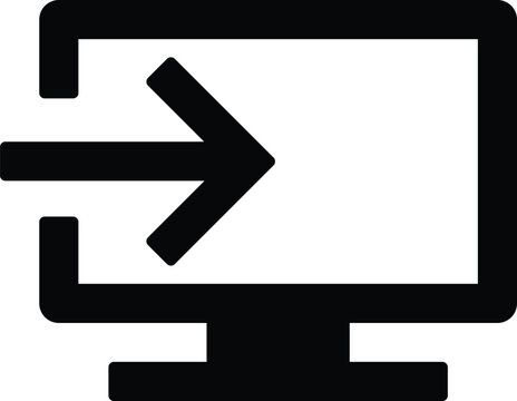 Import input right arrow to computer monitor icon in line art