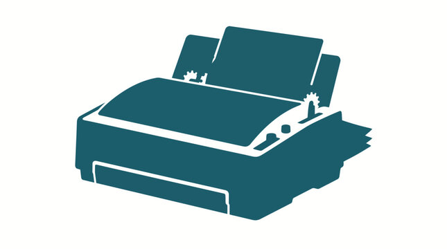 Vintage Dot Matrix Printer Silhouette Icon on White Background