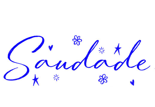 Saudade word blue doodle