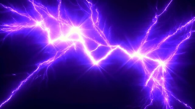 Dynamic purple lightning bolts creating energetic and electric patterns