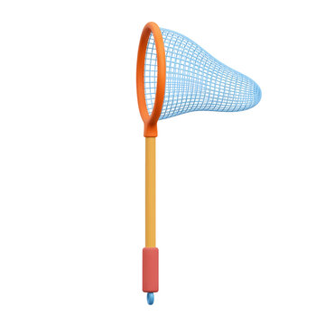 3D Render of a Colorful Butterfly Net on Transparent Background