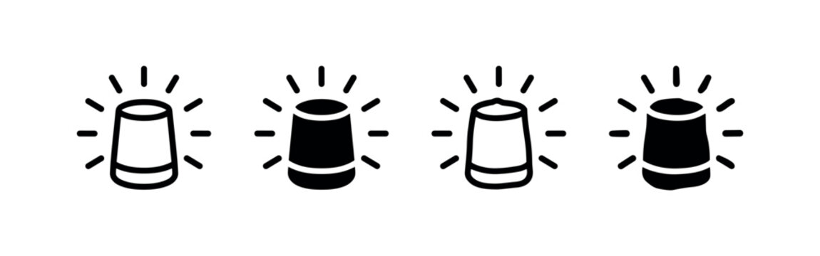 Set of smart speaker icons with sound waves