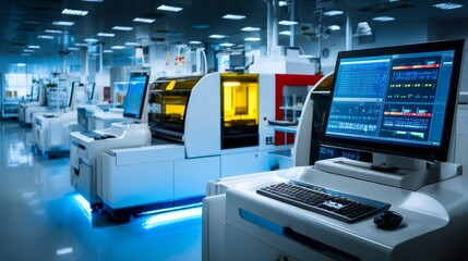 Fototapeta premium High-Tech Biotechnology Laboratory with Advanced Equipment for Molecular Research and Analysis