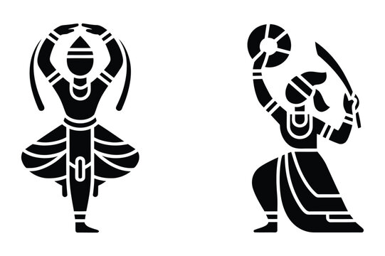 Traditional cultural dance icons featuring dancers in ethnic costumes, tradition