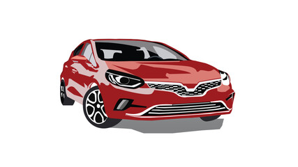 Naklejka premium Modern red sedan car, vector illustration of a generic automobile isolated on white