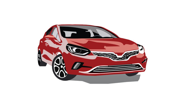 Modern red sedan car, vector illustration of a generic automobile isolated on white