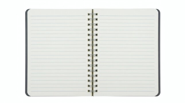 Spiral bound notebook with lined paper isolated on white background