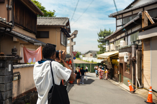 Traveler taking photo in Kyoto