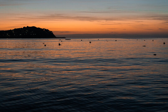 A beautiful sunset over the calm sea. Santa Ponsa, Mallorca