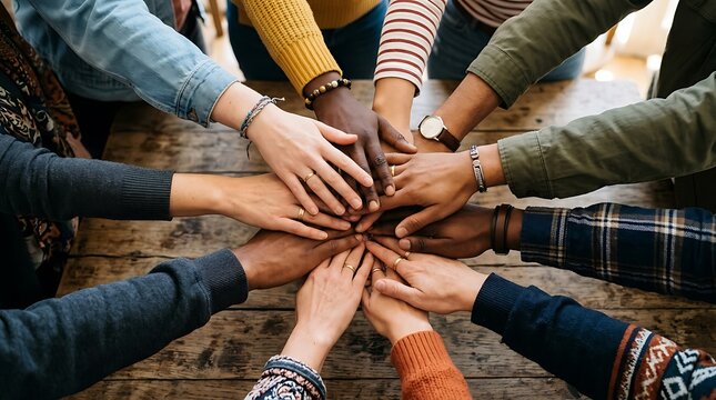 Diverse hands in unity