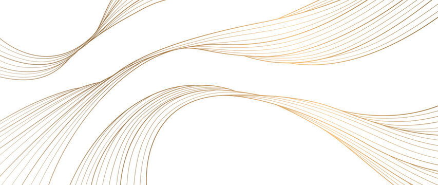 Abstract art background with a luxurious golden wave pattern in line style. Transparent premium vector for packaging, textiles, decor, wallpaper, and interior design.
