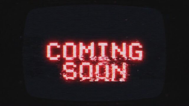 Glitch effect with coming soon text for VSRExport project in digital setting
