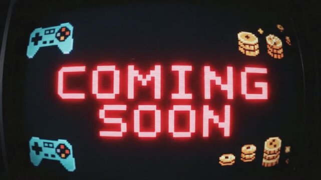 Coming soon screen with glitch effect for VSRExport program displayed on dark background