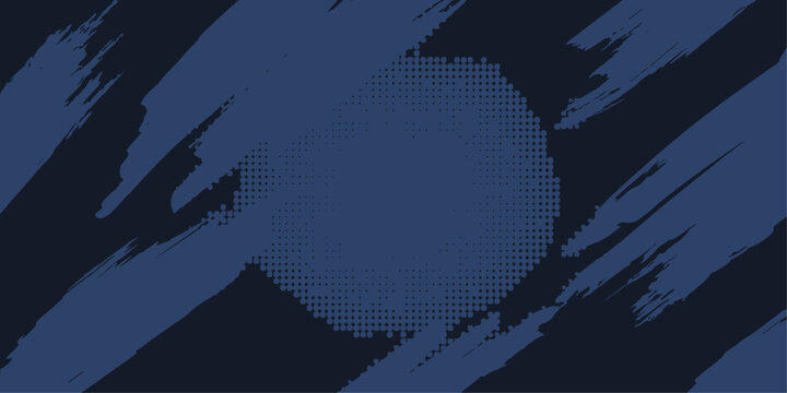 Abstract dark blue background with brush strokes and halftone circle