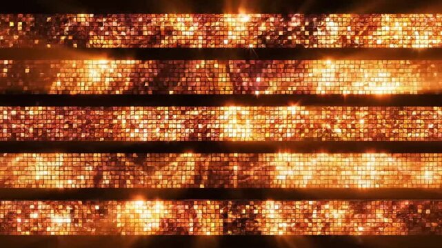 Loop of glowing orange mosaic bands creates a vibrant display of light and color in a digital setting
