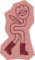 Naklejka premium Flower Dancing Character Doodle