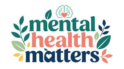 Fototapeta premium Mental health matters logo with floral elements.