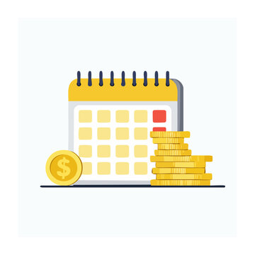 Calendar with coins and dollar symbol