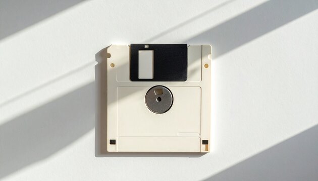 Vintage Floppy Disk on White Background.