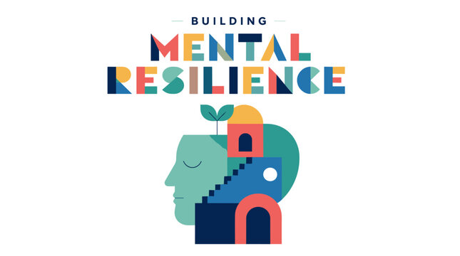 Illustration of a colorful head and brain representing mental resilience.