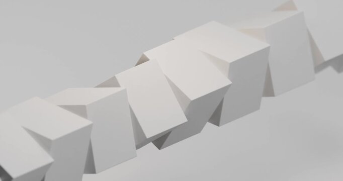 Abstract white paper cubes pattern on gray background looping video animation