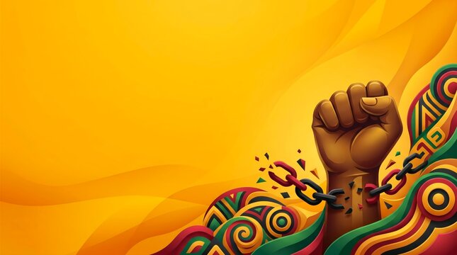 Juneteenth 3D vector background with dimensional raised fist